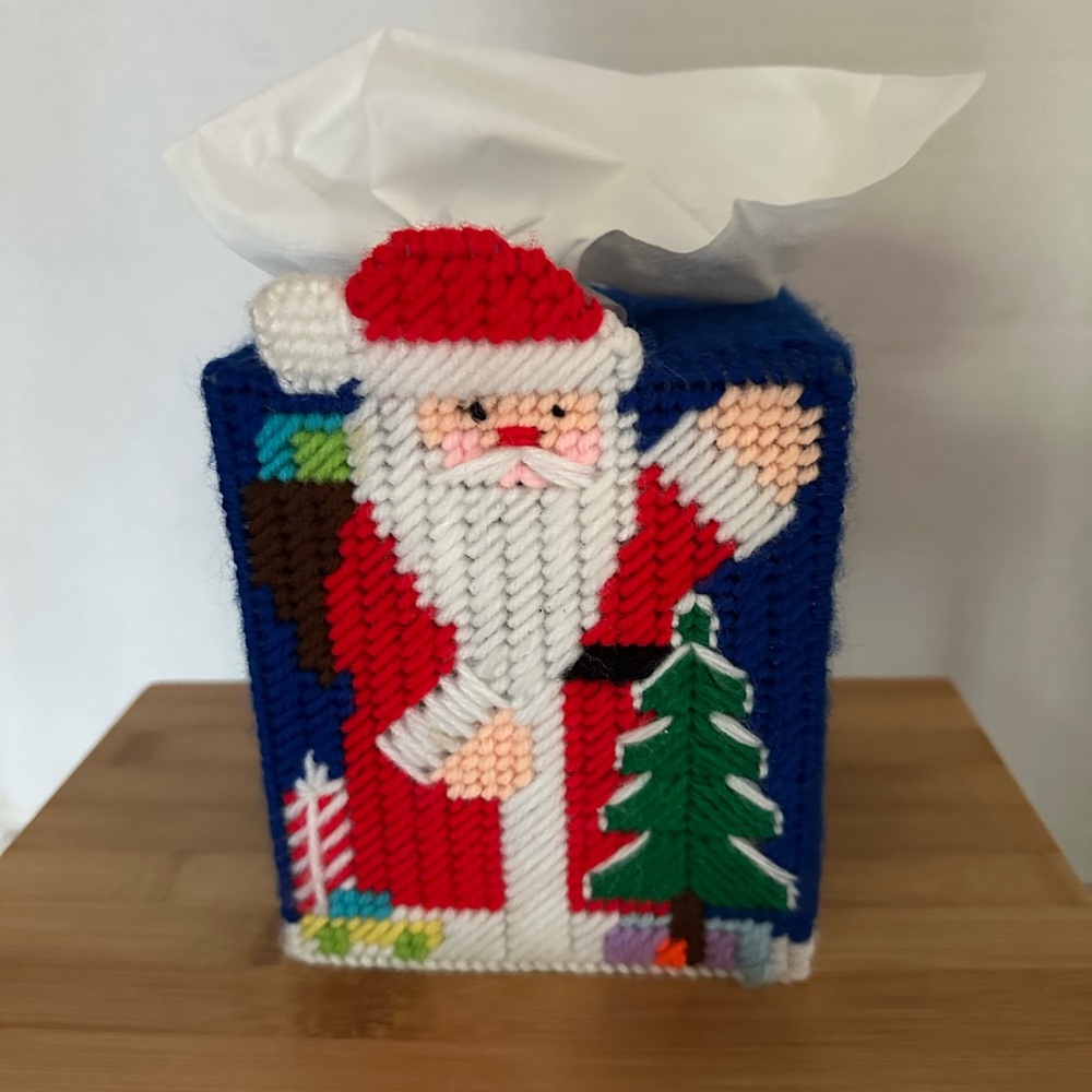 Handmade Santa Claus Tissue Box Cover! Kitschy Cool Vintage Awesome! Christmas!